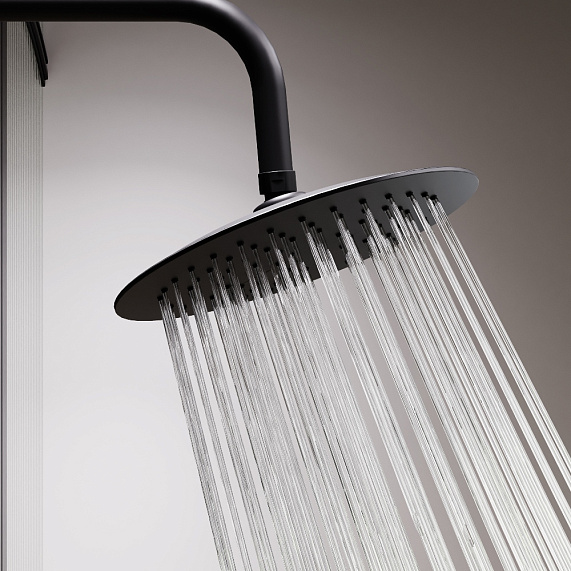 Душевая система Damixa Scandinavian Pure 936740300 стойка с тропическим душем, смесителем, изливом, черная матовая-4