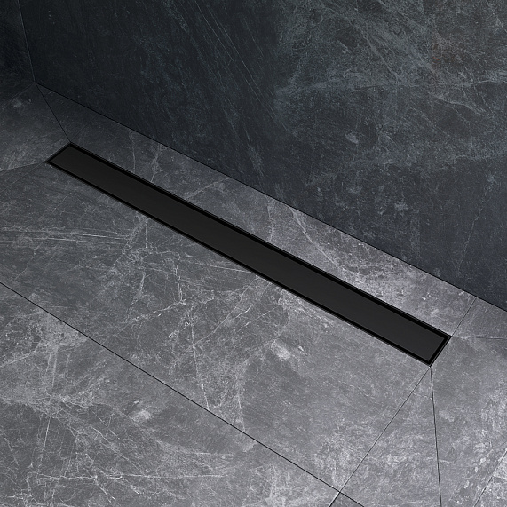 Душевой трап (лоток) 80 AM.PM MasterFlow W01SC-U11-080-04BM комбинированный затвор с черной матовой решеткой под плитку-11