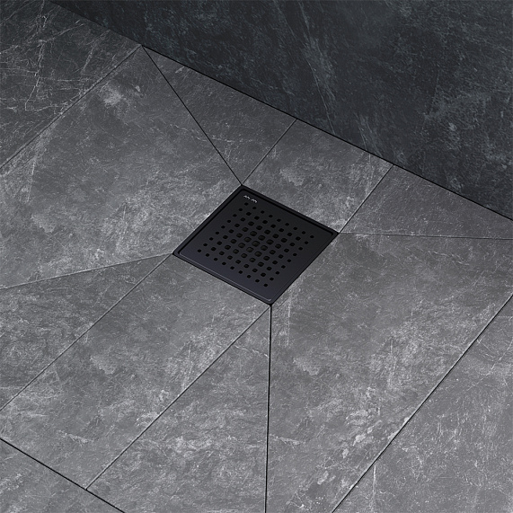 Душевой трап 10x10 AM.PM PrimeFlow W02BD-P11-010-01BM гидрозатвор с черной матовой решеткой-4