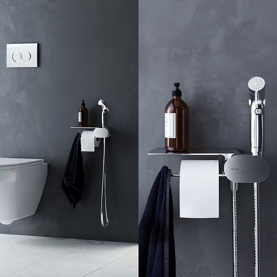 Гигиенический душ со смесителем AM.PM Like F0202600 хром встраиваемый, полка, шланг 1200, держатель туалетной бумаги-2