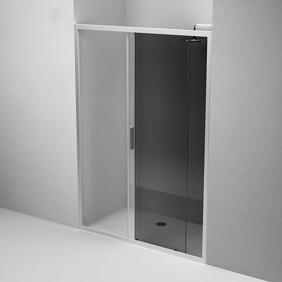 Душевая перегородка с дверью 140x195 AM.PM Gem W90G-140-1-195MG тонированное стекло, профиль серебристый-4