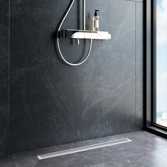 Душевой трап (лоток) 80 AM.PM MasterFlow W01SC-P11-080-01SB комбинированный затвор со стальной матовой решеткой-2