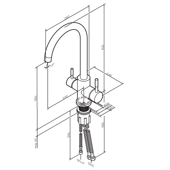 Смеситель для кухни AM.PM X-Joy S F85B07722 высокий, с каналом питьевой воды, черный-11