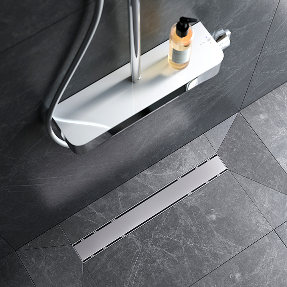 Душевой трап (лоток) 60 AM.PM PrimeFlow W02SC-U11-060-04SB комбинированный затвор со стальной матовой решеткой под плитку-3