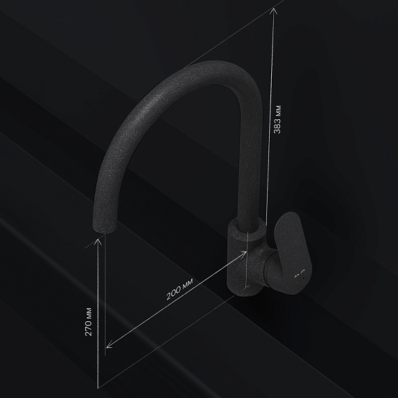 Смеситель для кухни AM.PM Like F8007722 высокий с каналом питьевой воды, черный-7