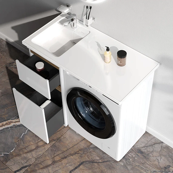 Тумба с раковиной 100 AM.PM X-Joy M85AFSX0402WG для стиральной машины левая белый глянец-1