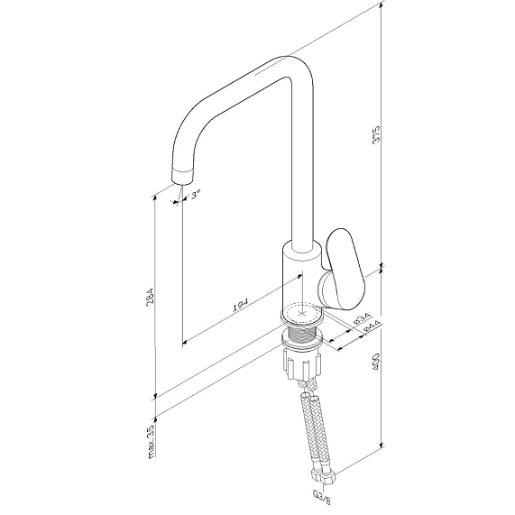 Смеситель для кухни AM.PM Like F8006000 высокий, хром-9