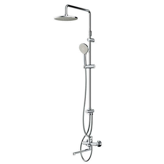 Душевая система AM.PM X-Joy F40885A94 стойка с тропическим душем, хром + смеситель для ванны с длинным изливом, хром-9