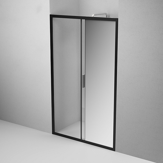 Душевая перегородка с дверью 120x195 AM.PM Gem W90G-120-1-195BMir зеркальное стекло, профиль черный матовый-4