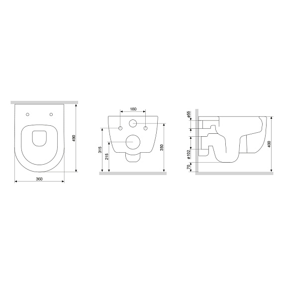 Унитаз подвесной Damixa Sirius DX86C1700MBSC безободковый с сиденьем микролифт, черный-7