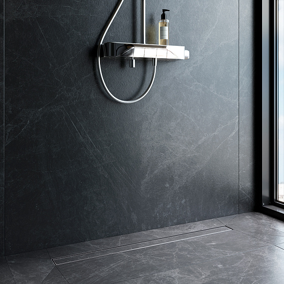 Душевой трап (лоток) 90 AM.PM MasterFlow W01SC-U11-090-04SB комбинированный затвор со стальной матовой решеткой под плитку-4