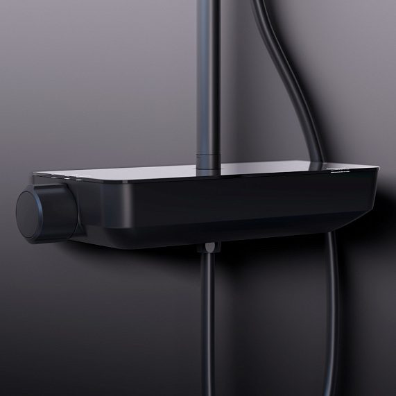 Душевая система Damixa Scandinavian Pure 936780300 стойка с тропическим душем, смесителем, черная матовая-1