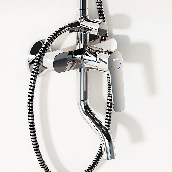 Душевая система Damixa Jupiter 977740000 стойка с тропическим душем, смесителем, изливом, хром-3