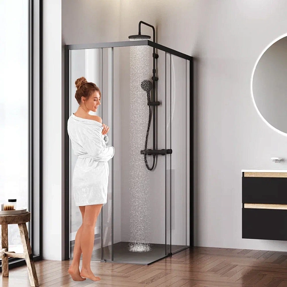 Душевое ограждение без поддона 120х90 AM.PM X-Joy W94G-403-12090-BT профиль черный матовый