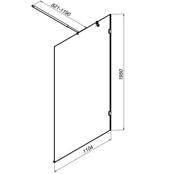 Душевая перегородка 110x195 AM.PM X-Joy W94WI-110-F1-BTE прозрачное стекло, профиль черный матовый-6