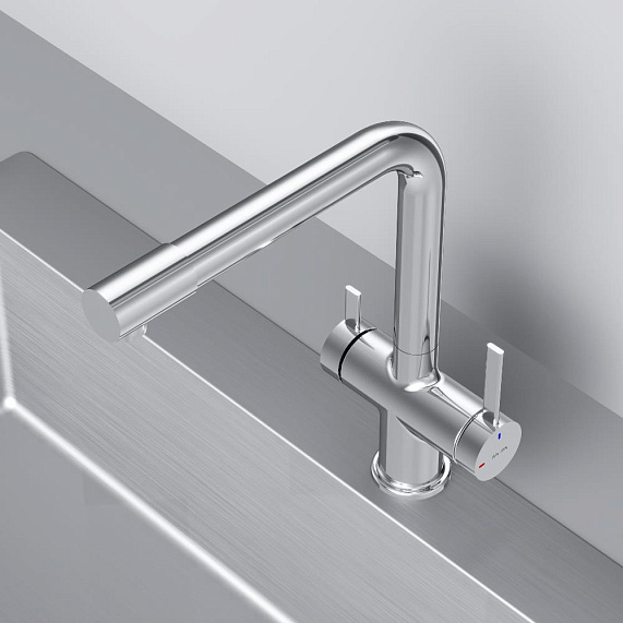 Смеситель для кухни AM.PM Func F8F05700 высокий с L-изливом с каналом для питьевой воды, хром-8