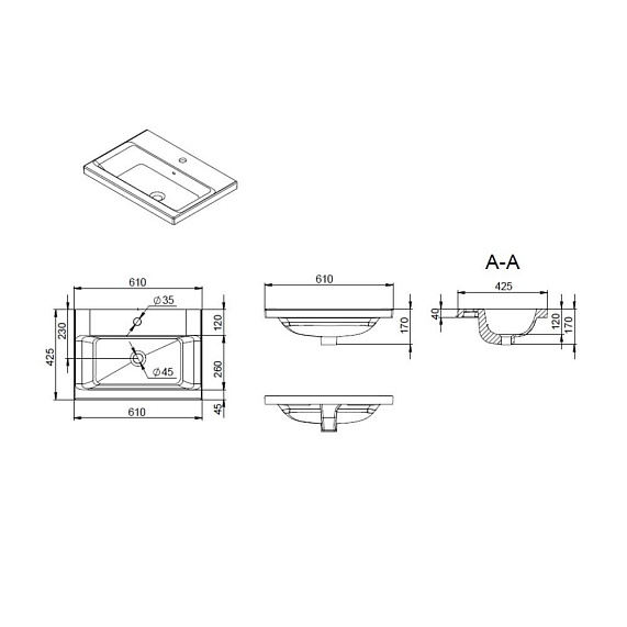 Тумба с раковиной 60 AM.PM Gem M90FHX06022BM подвесная черная матовая-1