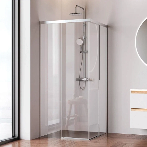 Душевое ограждение без поддона 90x90 AM.PM X-Joy W94G-403-9090-MT профиль серебристый