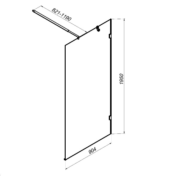 Душевая перегородка 100x195 AM.PM X-Joy W94UWI-100-F1-BTE прозрачное стекло, профиль черный-6