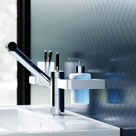 Дозатор для мыла настенный стеклянный Damixa Jupiter DA7736900 хром-4