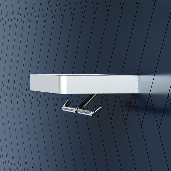 Держатель для туалетной бумаги настенный Damixa Jupiter DA77341900 двойной, с полочкой, серебристый, черный-2