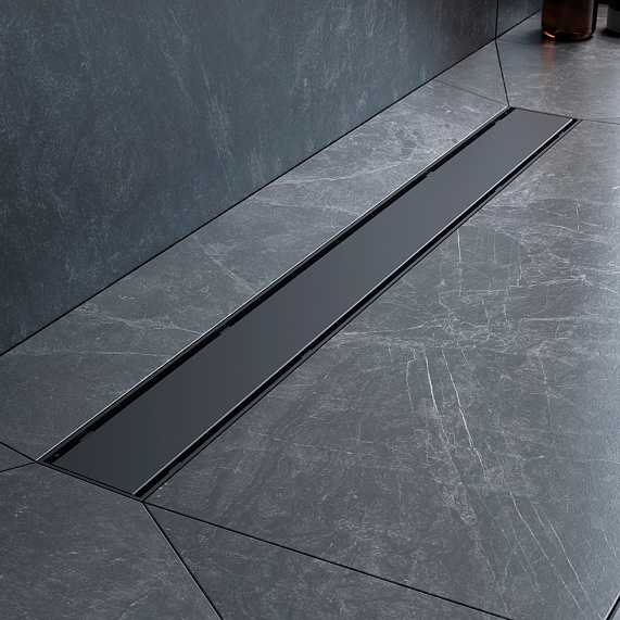 Душевой трап (лоток) 70 AM.PM PrimeFlow W02SC-U11-070-04BM комбинированный затвор с черной матовой решеткой под плитку-9