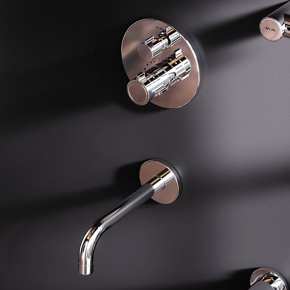 Встраиваемая душевая система AM.PM X-Joy FT85A3RH40 хром: тропический верхний душ, излив с душевой лейкой, термостат-2