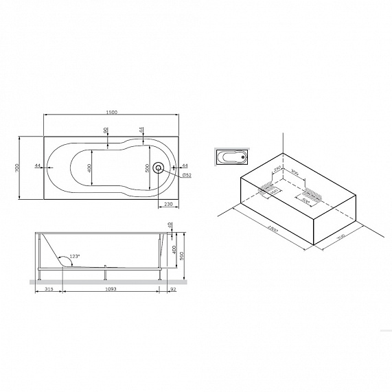 Каркас для ванны 150 AM.PM X-Joy W88A-150-070W-R-1
