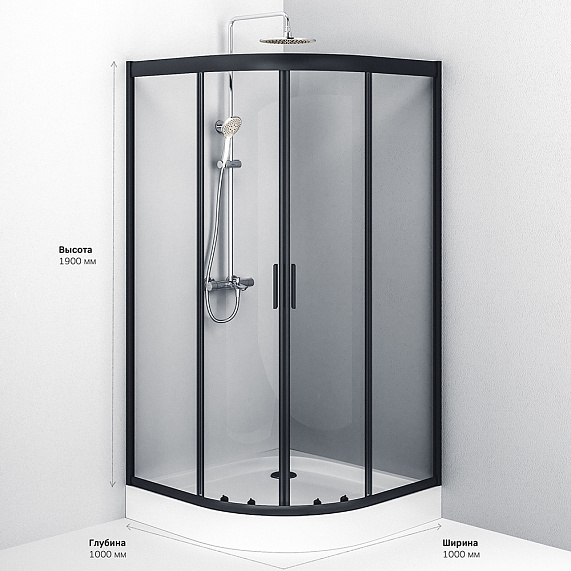 Душевое ограждение без поддона 100x100 AM.PM Gem W90G-401-100BT профиль черный матовый-8