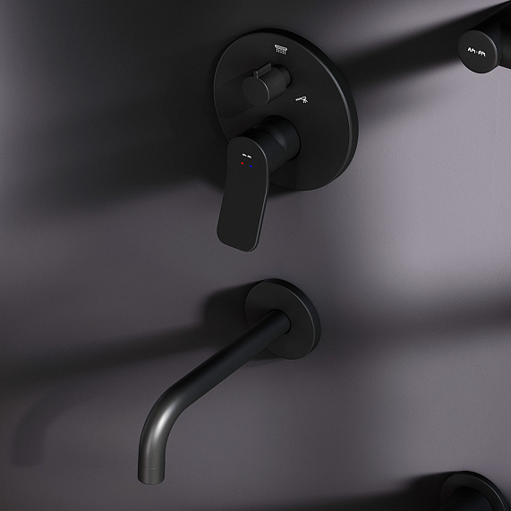 Встраиваемая душевая система AM.PM X-Joy FB85A3RH42 черный: тропический верхний душ, излив с душевой лейкой-2