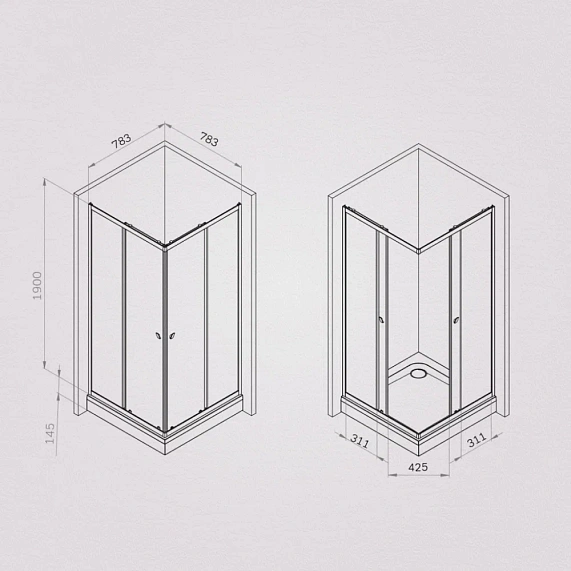 Душевое ограждение без поддона 80x80 AM.PM Sunny W87G-403-8080-MT профиль серебристый-6
