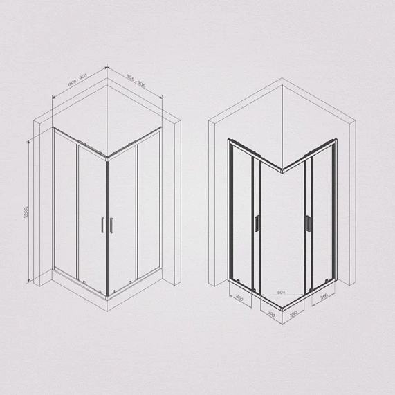 Душевое ограждение без поддона 90x90 AM.PM Gem S W93G-403-090BT профиль черный матовый-6