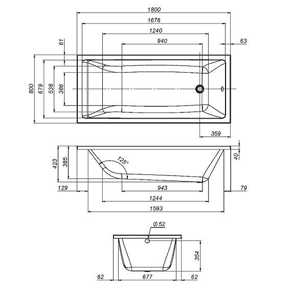 Каркас для ванны 180x80 AM.PM Gem W93A-180-080W-R-1