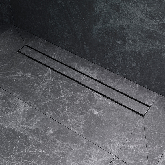 Душевой трап (лоток) 80 AM.PM PrimeFlow W02SC-U11-080-04BM комбинированный затвор с черной матовой решеткой под плитку-10