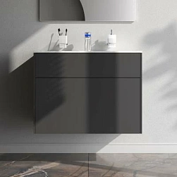 Тумба с раковиной и смесителем 80 AM.PM Inspire 2.0 M50AFHX0803GM подвесная графит матовый