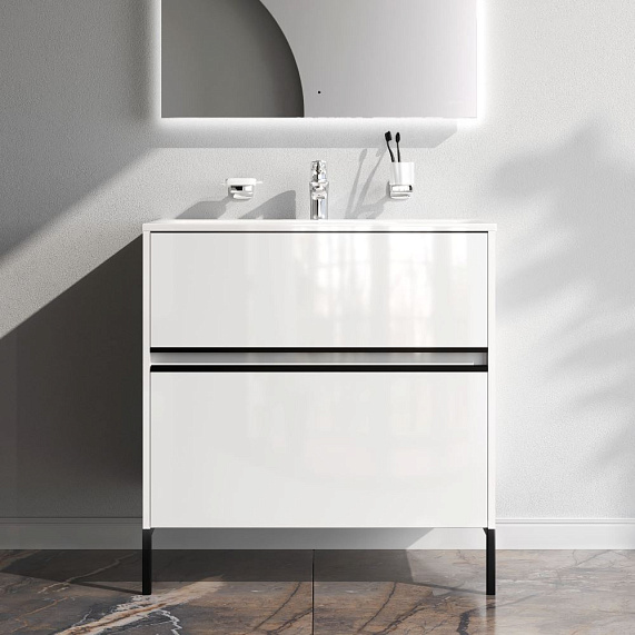 Тумба с раковиной 80 AM.PM Sense M7BFUX0802WG подвесная/напольная на ножках, белый глянец-2