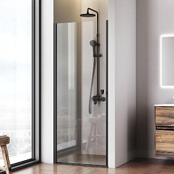 Душевая перегородка с дверью 80x190 AM.PM Sunny W87G-80-1P-BT прозрачное стекло, профиль черный матовый